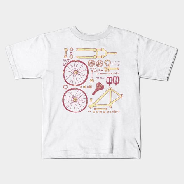 Bicycle Parts Kids T-Shirt by exeivier